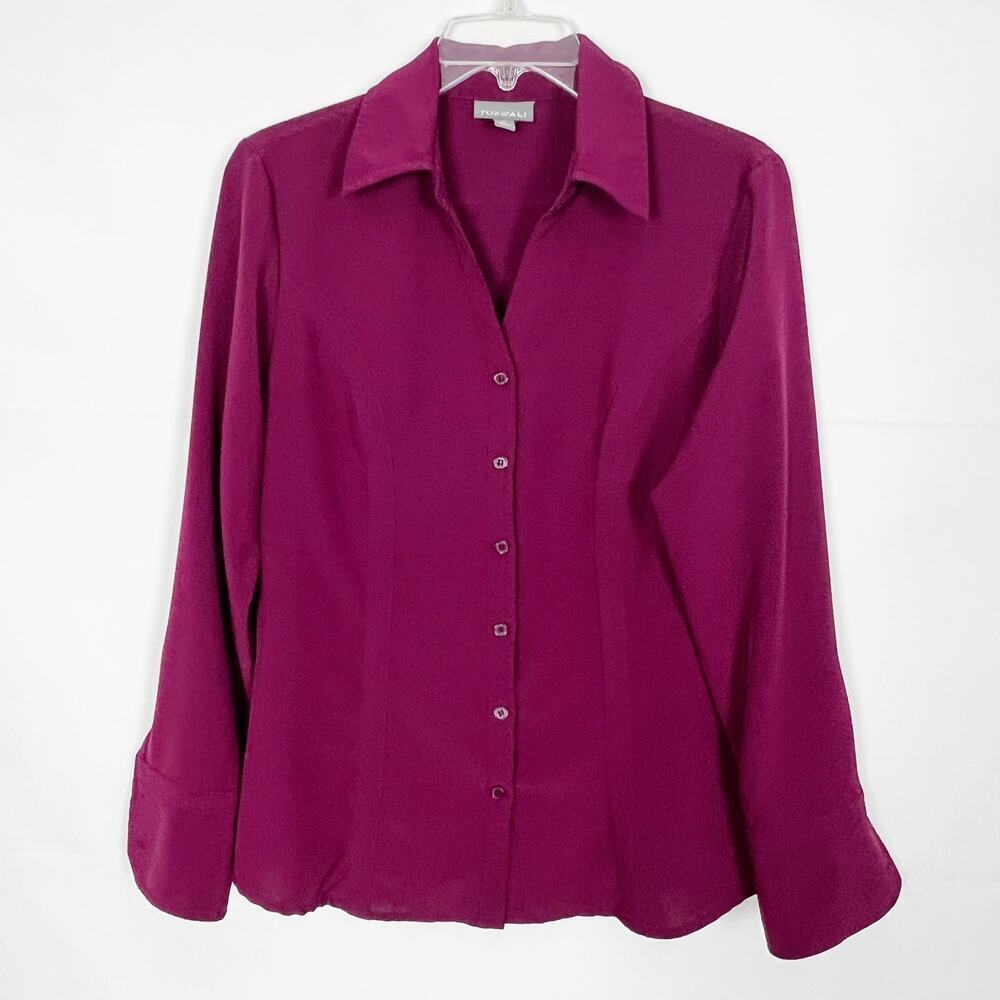 Roz & Ali Magenta Button Down Shirt Casual Workwear